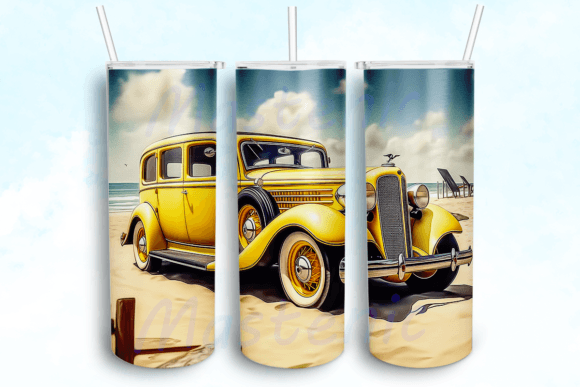 1930s Vintage Car Design Tumbler Png