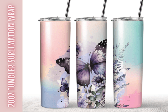 20oz Butterfly Pastel Watercolor Tumbler