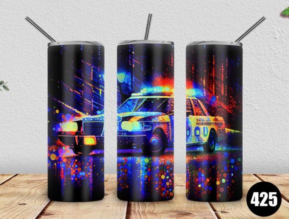 20oz Skinny Tumbler Police Car