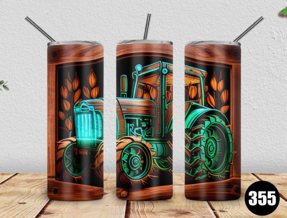 20oz Tractor Tumbler Design Png