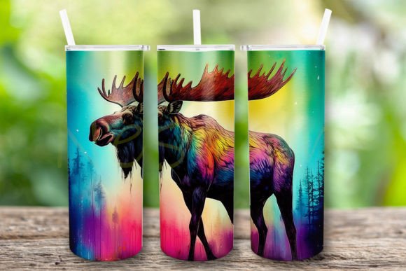 Colorful Moose Tumbler Design