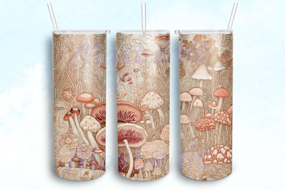 Embroidered Mushrooms Tumbler Template