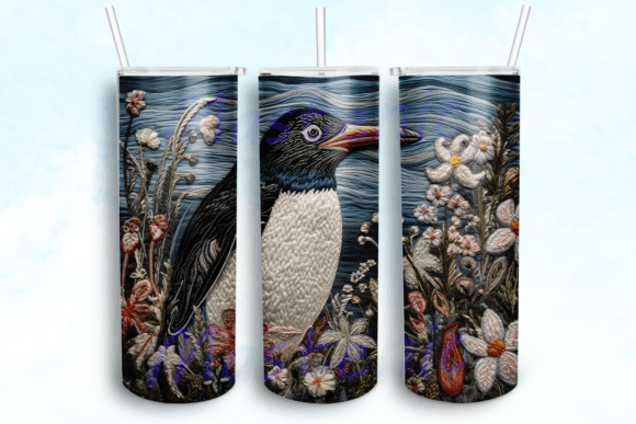 Embroidered Penguin Subimation Design