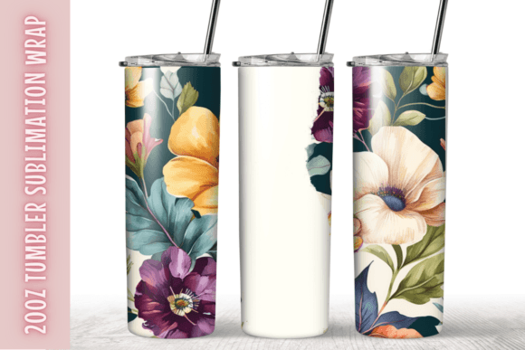 Flowers Watercolor Tumbler Wrap