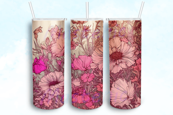 Pink Flowers 20oz Tumbler Wrap