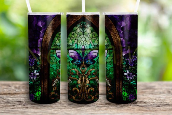 Purple Butterfly Window Tumbler Design