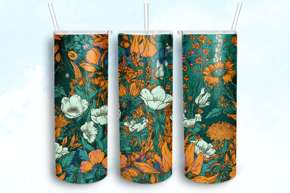 Retro Colors Flowers Tumbler Wrap