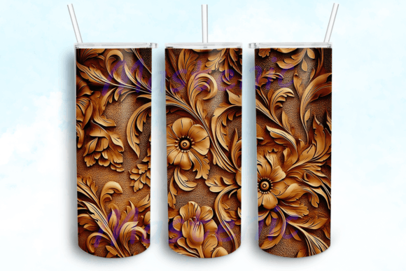 Rustic Tooled Leather Tumbler Wrap