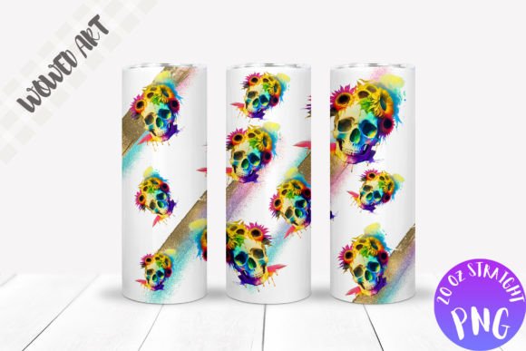 Skull Pattern 20 Oz Skinny Tumbler Wrap