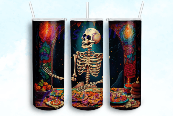 Skull with Food 20oz Skinny Wrap