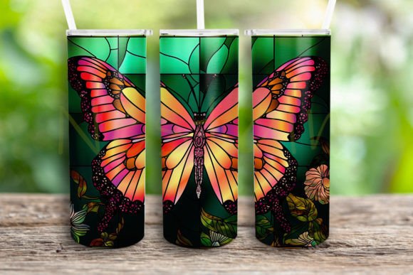 Stained Glass Butterfly Digital Design