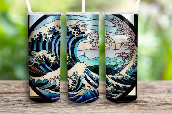 Stained Glass Great Wave Tumbler