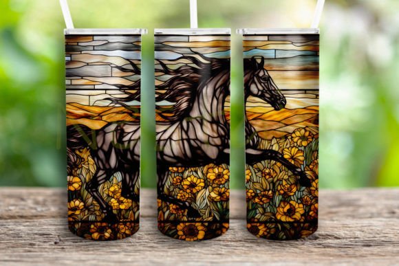 Stained Glass Horse Sunflower Design Png