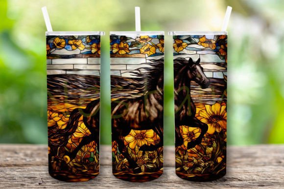 Stained Glass Horse Tumbler Template