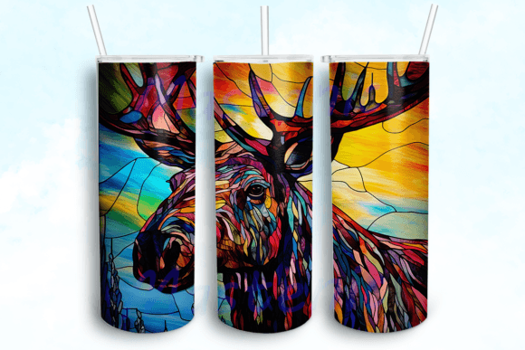 Stained Glass Moose 20oz Skinny Tumbler