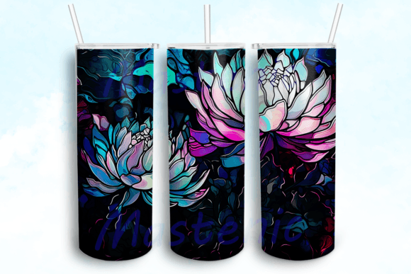 Stained Glass Neon Succulents 20oz PNG