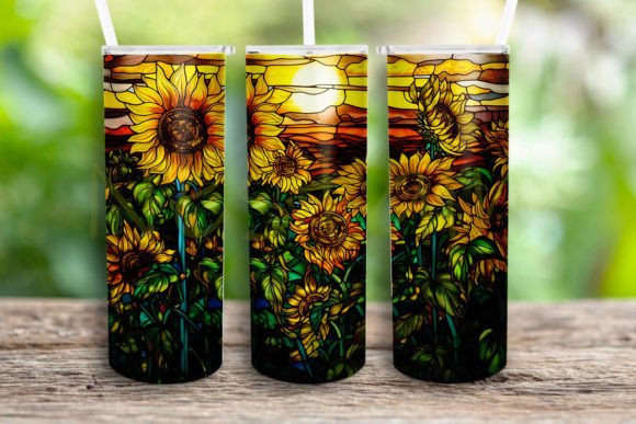 Stained Glass Sunflower Design Png