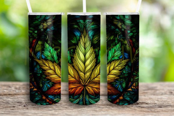 Stained Glass Weed 20oz Skinny Png