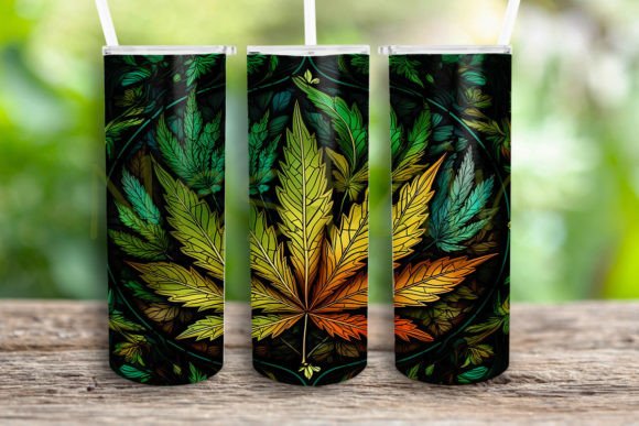 Stained Glass Weed Tumbler Template
