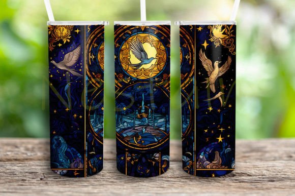Stained Glass with a Sky Tumbler Design