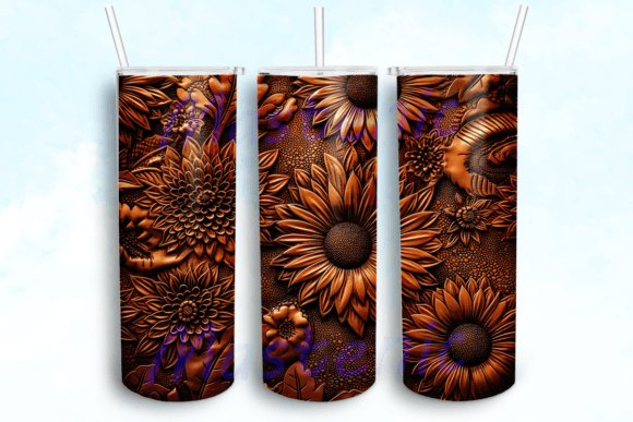 Sunflower Tooled Leather Sublimation Png