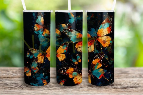 Watercolor Butterflies Tumbler Template