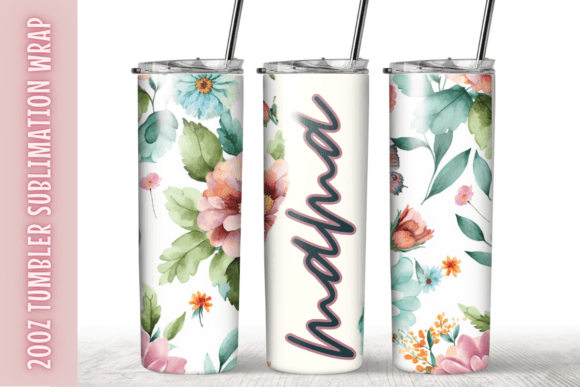 Watercolor Flower Mom Tumbler Wrap