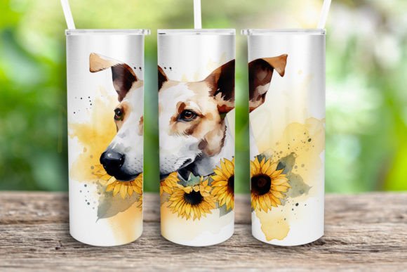 Watercolor Portrait Dog Sunflower Design