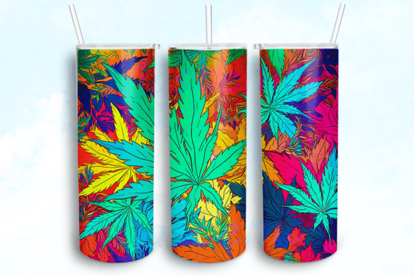 Weed Leaves Colorful 20oz Tumbler Wrap